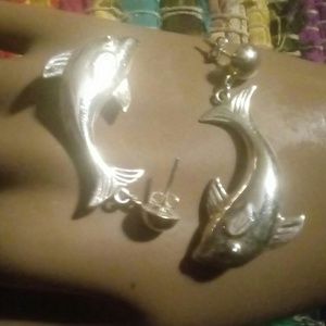 Sterling silver bold dolphin earrings